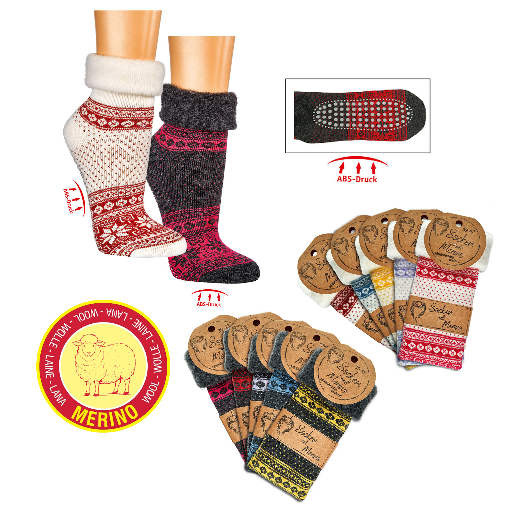 Merino Home-Socks ABS * 2er-Bündel