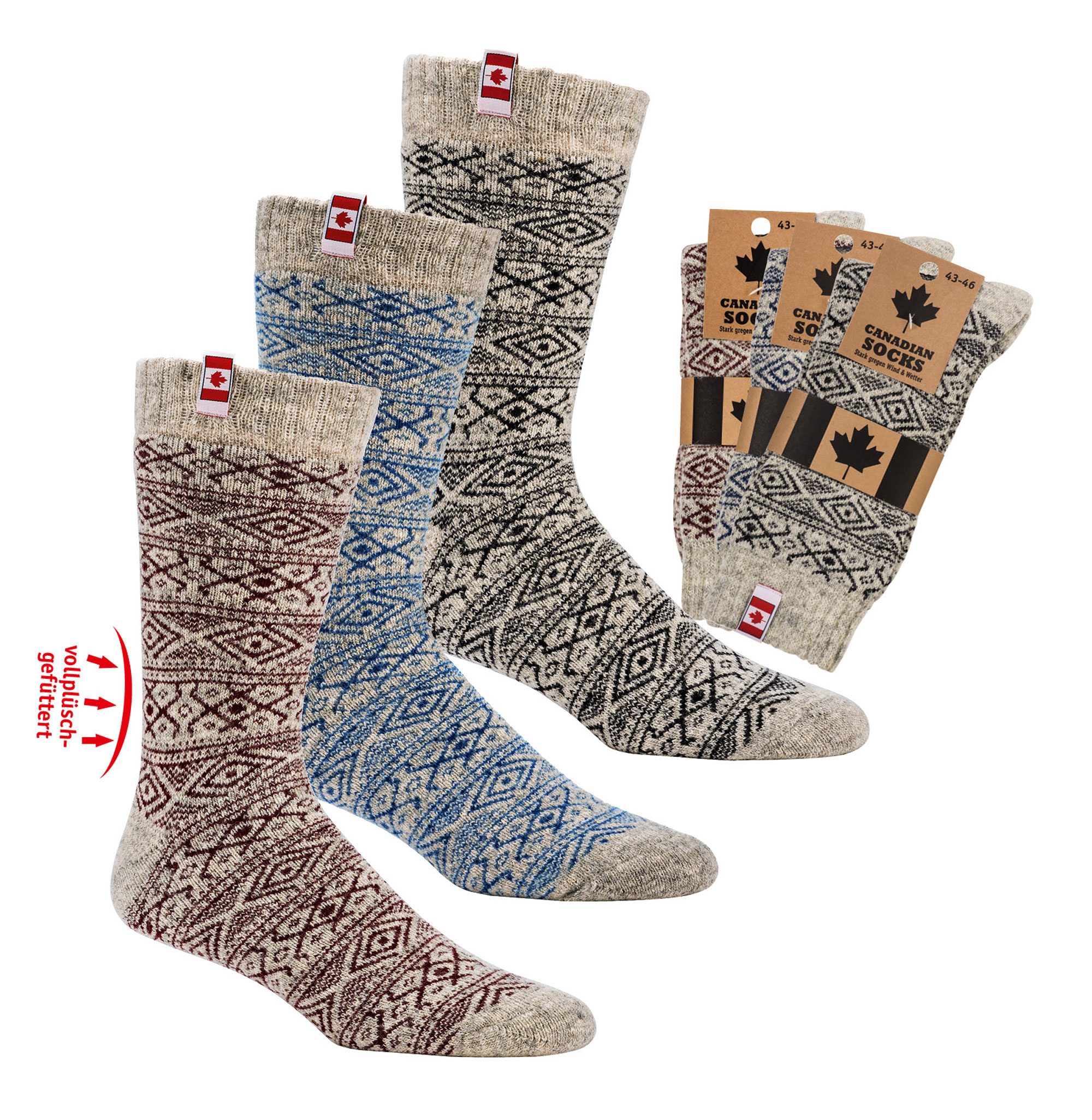 "Canadian Socks" THERMO-Wollsocken * 60er-VE