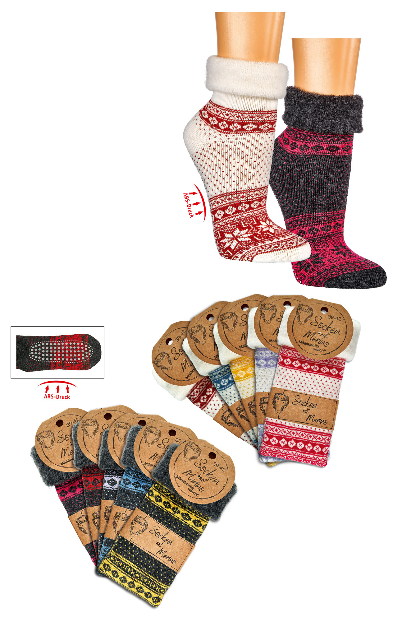 Merino Home-Socks ABS * 2er-Bdl
