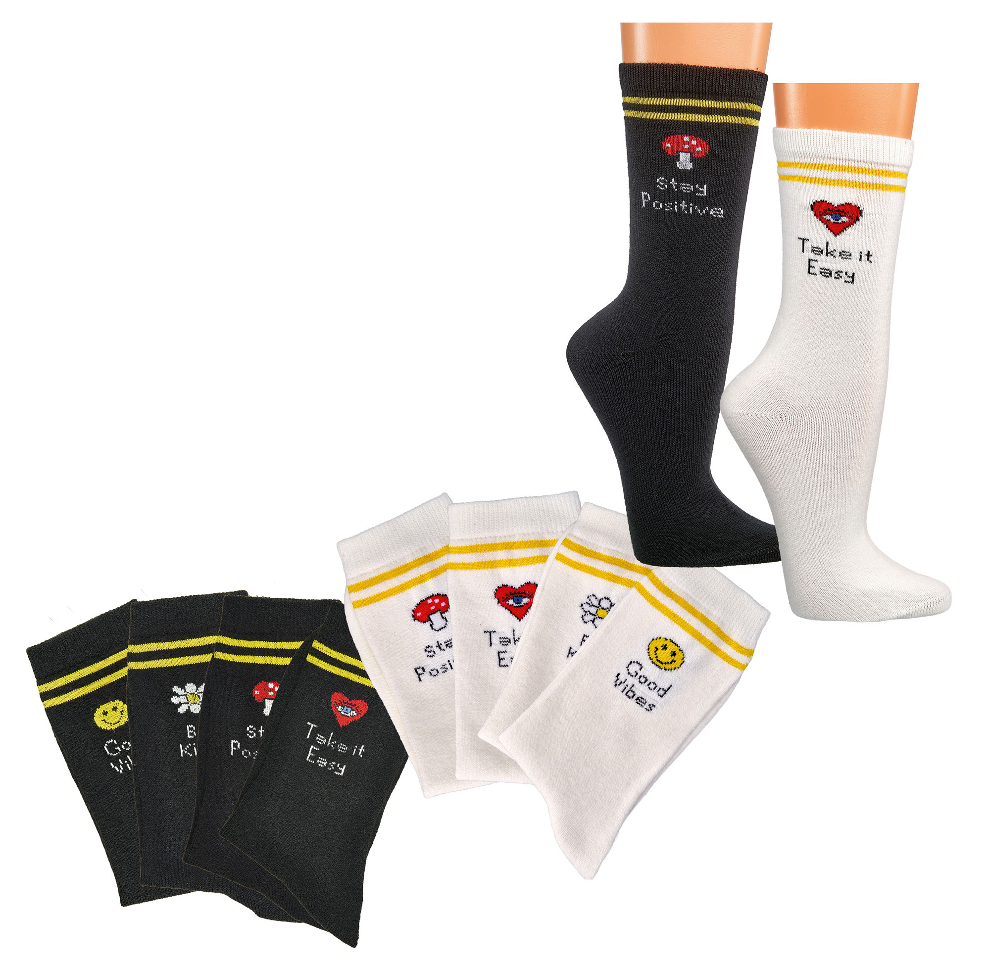 Wollsocken mit Statement-Motiven * 2er-Bdl