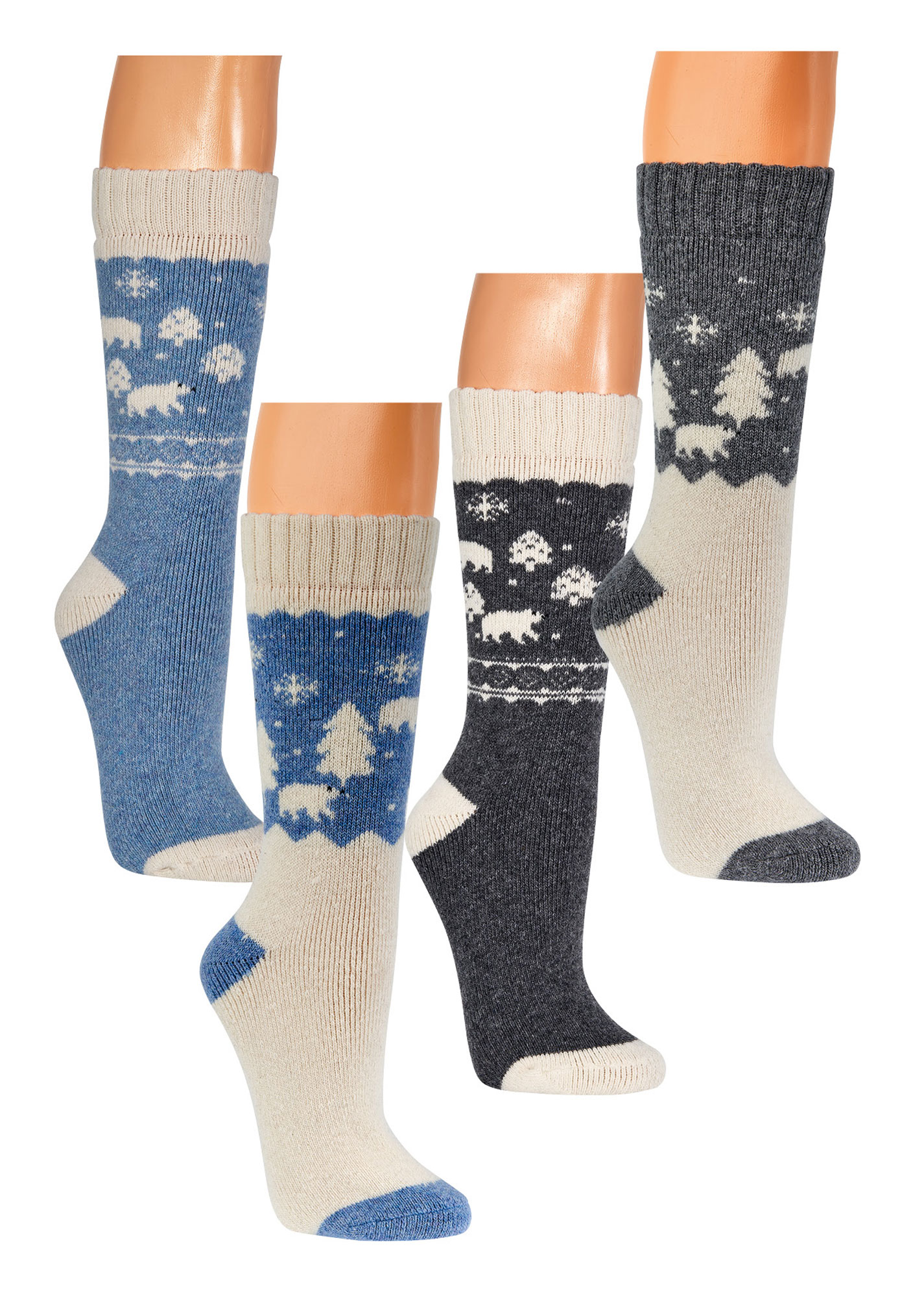 "Eisbär" THERMO-Wollsocken mit Alpaka * 2er-Bündel