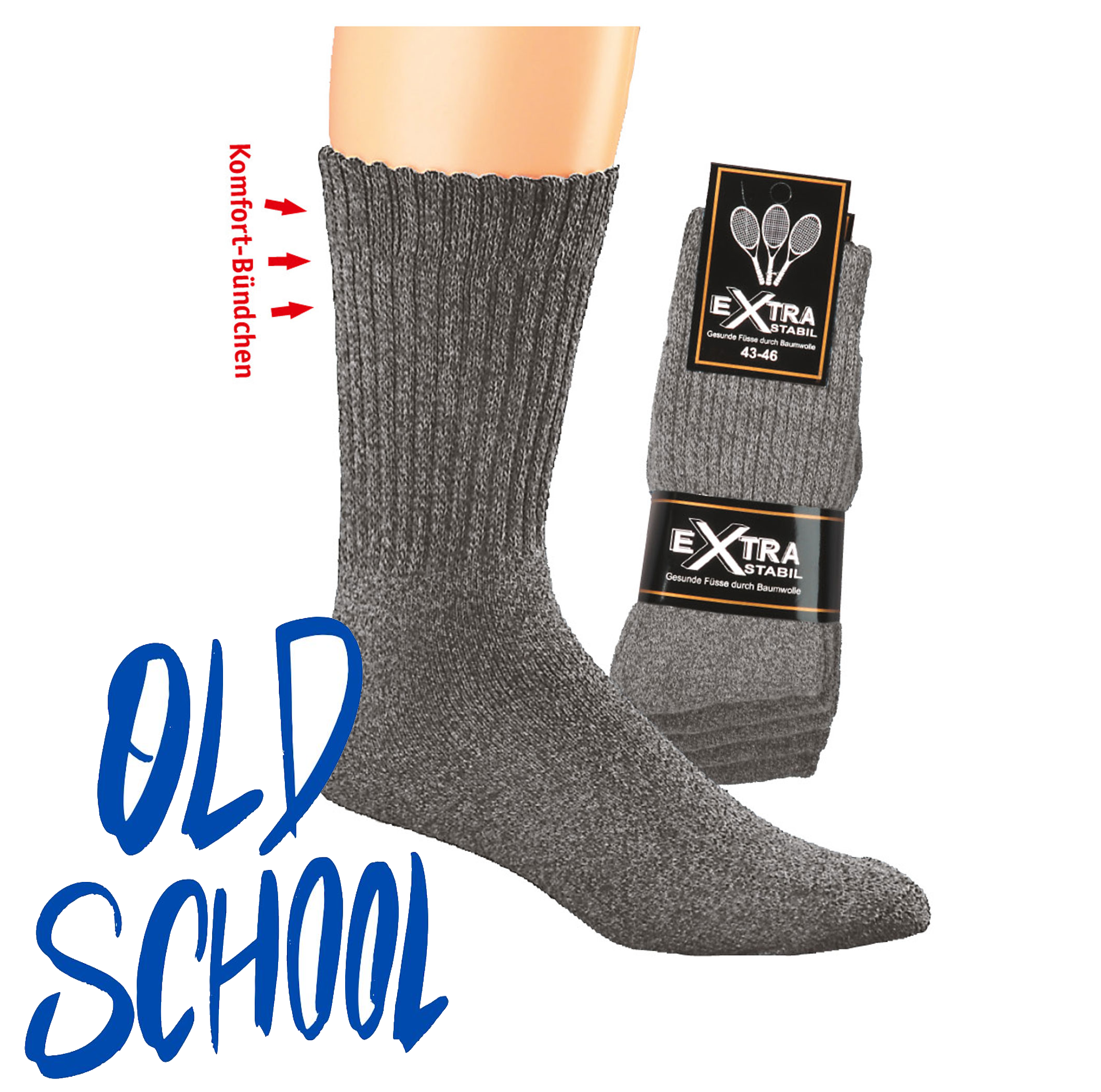 Sportsocken „Texas-Style“ Grau-Mouliné * 5er-Bündel