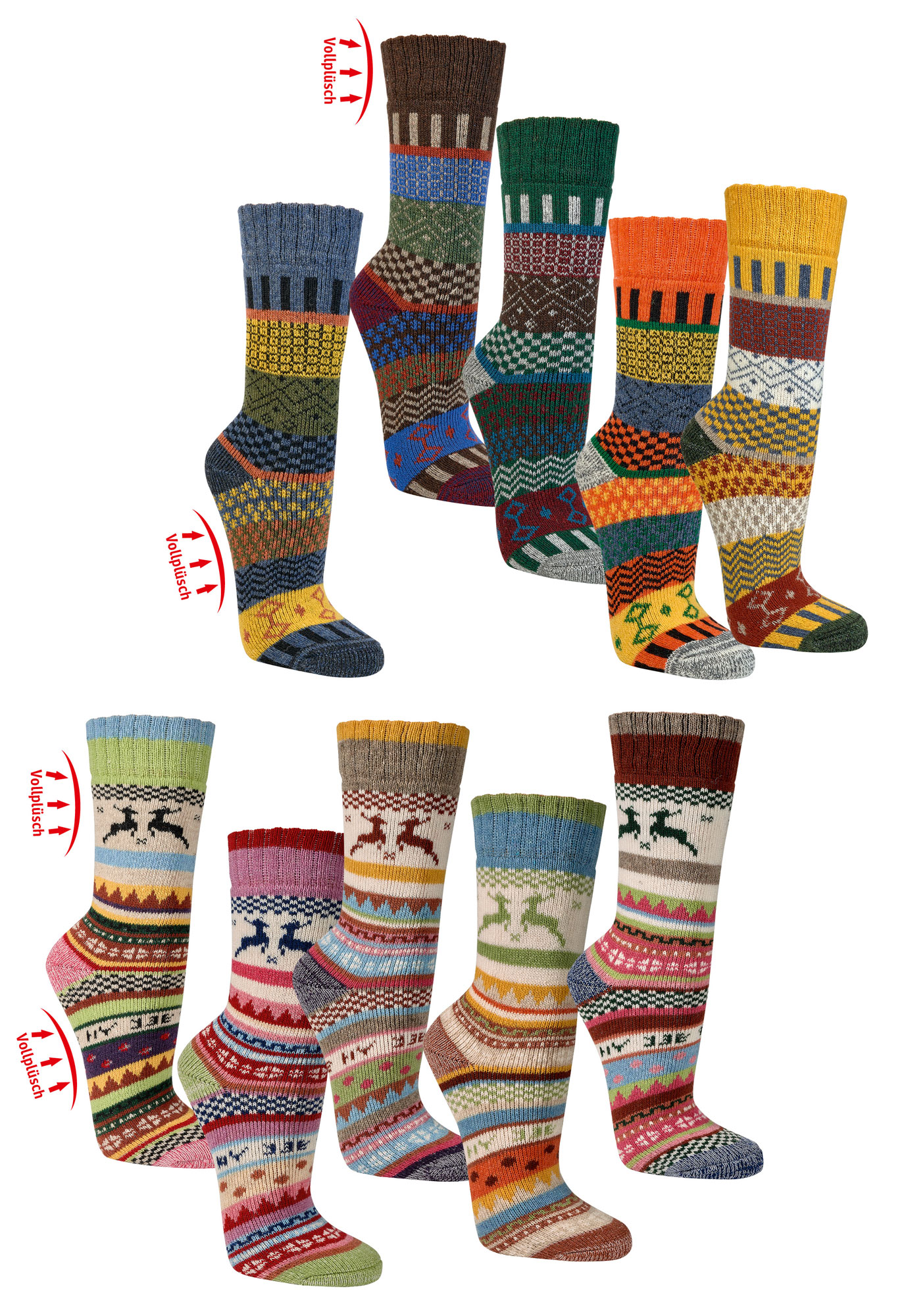 "Hygge" Vollplüsch-Woll-Socken * 2er-Bündel
