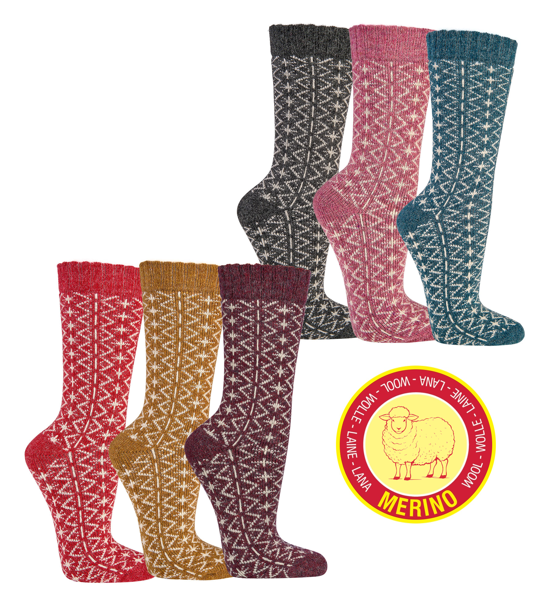 Folklore-TREND-Socken mit Alpaka u. Merino * 2er-Bündel