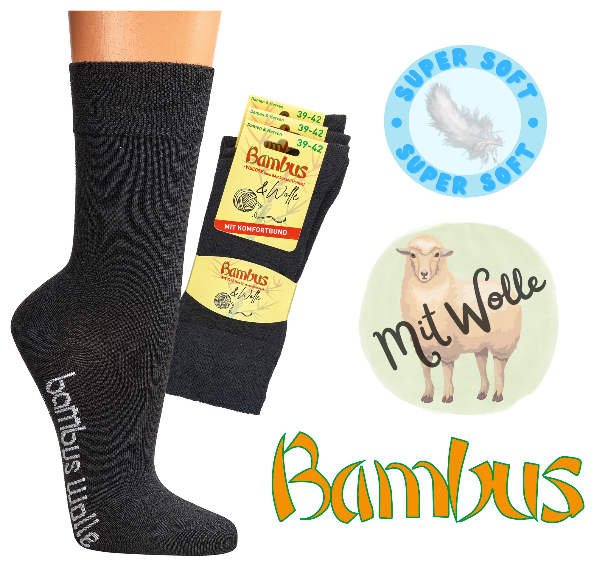 Health Socks Viscose (Bamboo)* 3-Pack